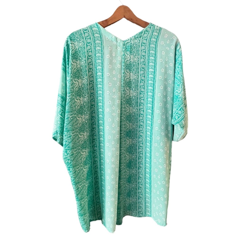LOTUS AND LUNA THAILAND Kimono Open Floral Green Handmade Short Sleeves One Size - Picture 6 of 7